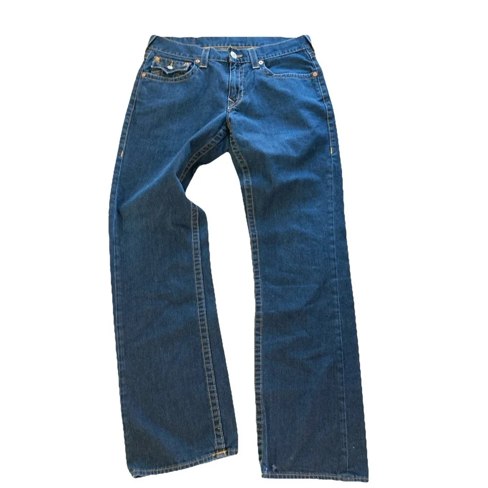 True Religion Men's Straight Jeans - Dark Blue Denim